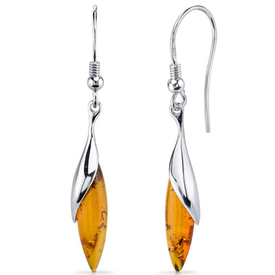 Baltic Amber Earrings Sterling Silver Cognac Color