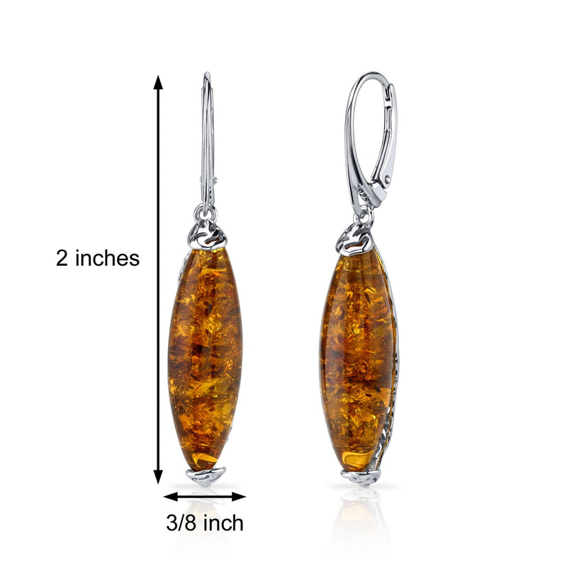 Baltic Amber Earrings Sterling Silver Cognac Color