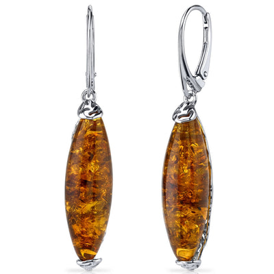 Baltic Amber Earrings Sterling Silver Cognac Color