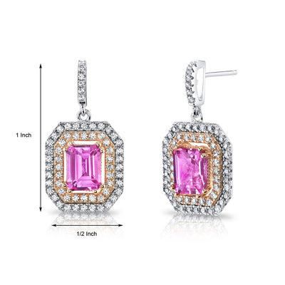 4.00 Carats Created Pink Sapphire Rose Gold-Tone Earrings Sterling Silver