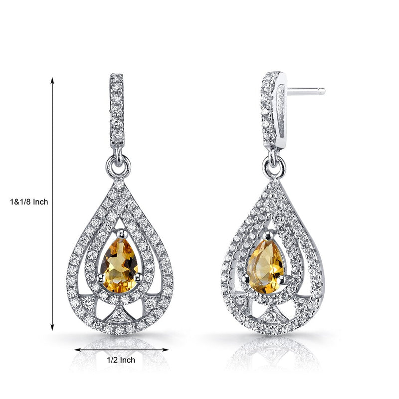 Citrine Chandelier Drop Earrings Sterling Silver 0.5 Carats