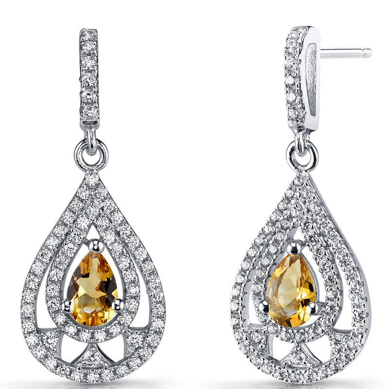 Citrine Chandelier Drop Earrings Sterling Silver 0.5 Carats