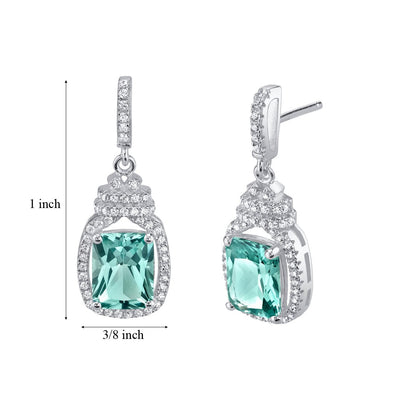 4.50 Carats Simulated Paraiba Tourmaline Sterling Silver Cushion-Cut Glitz Earrings