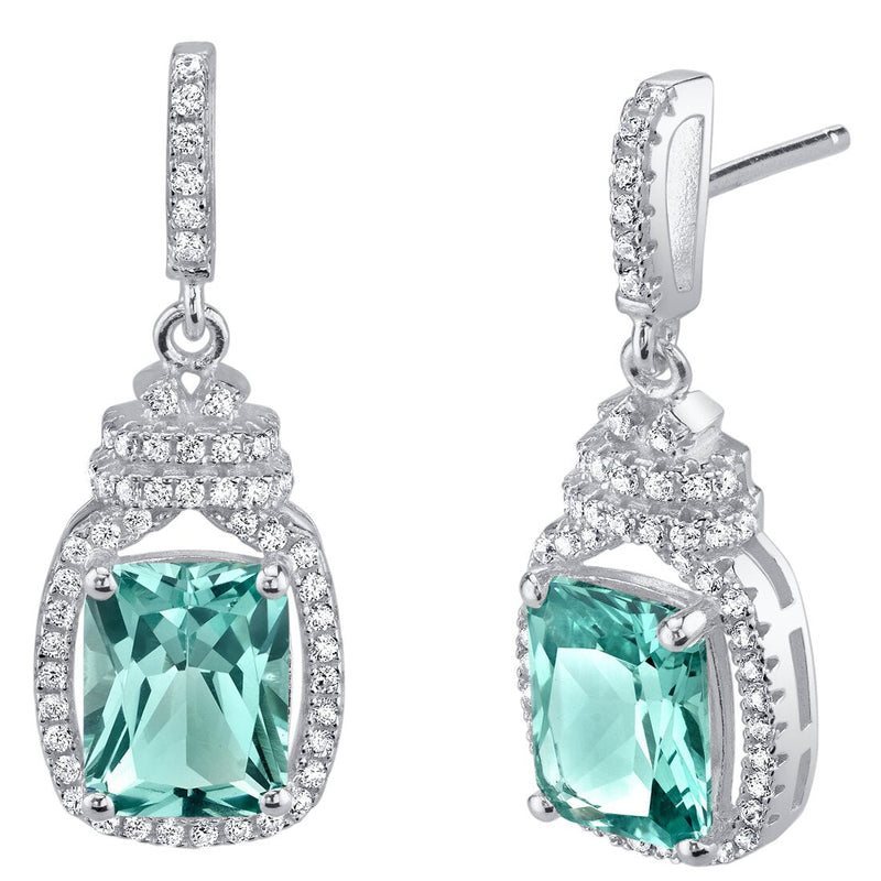 4.50 Carats Simulated Paraiba Tourmaline Sterling Silver Cushion-Cut Glitz Earrings