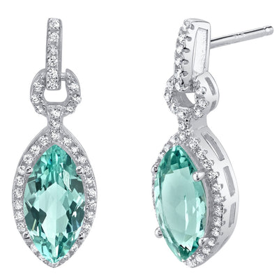 4.50 Carats Simulated Paraiba Tourmaline Sterling Silver Marquise Royal Earrings