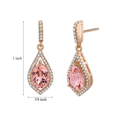 4 Carats Simulated Morganite Rose-Tone Sterling Silver Tear Drop Eden Earrings