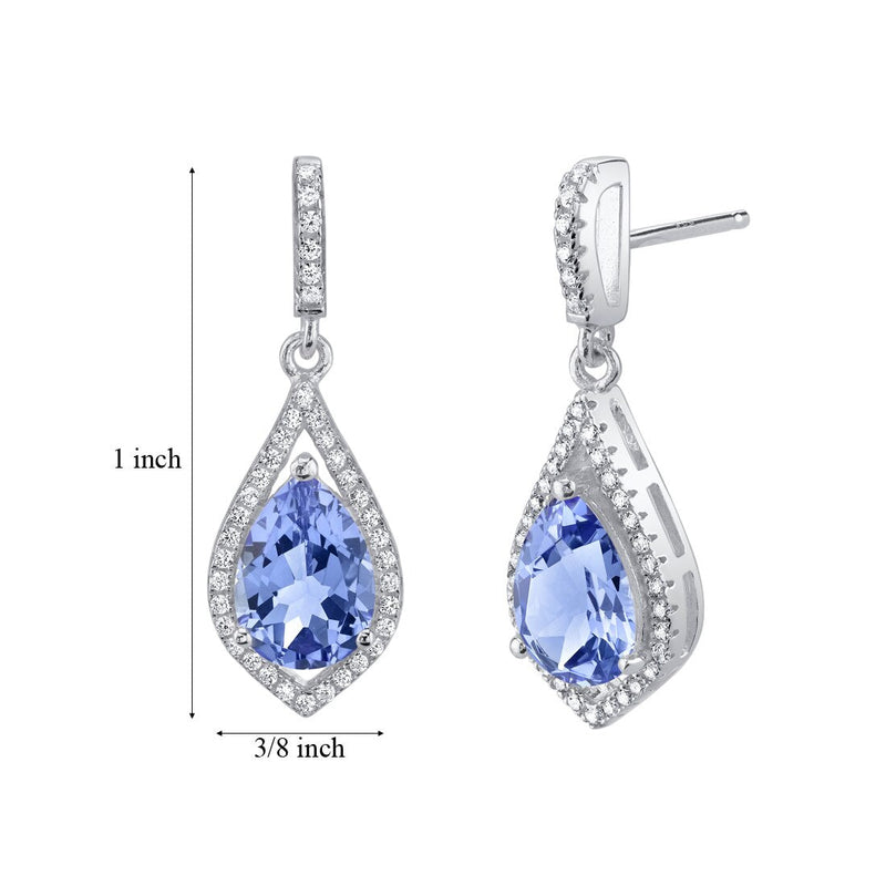 4 Carats Simulated Tanzanite Sterling Silver Tear Drop Eden Earrings