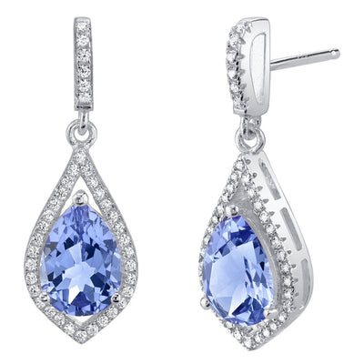 4 Carats Simulated Tanzanite Sterling Silver Tear Drop Eden Earrings