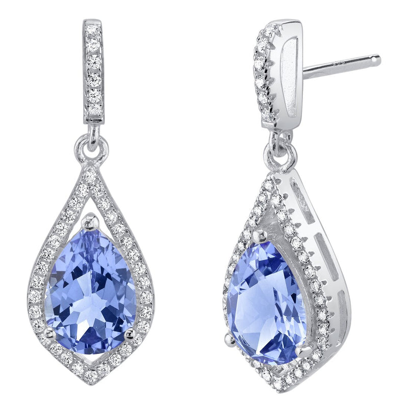 4 Carats Simulated Tanzanite Sterling Silver Tear Drop Eden Earrings