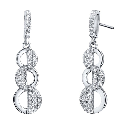 Sterling Silver Simulated Diamonds Cascade Dangle Drop Earrings