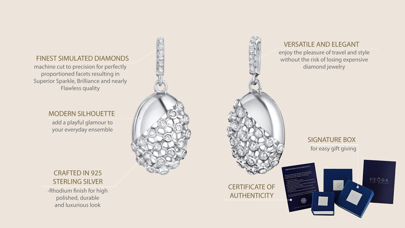 Sterling Silver Simulated Diamonds Weave Dangle Drop Earrings Se9068 on a model or additional view