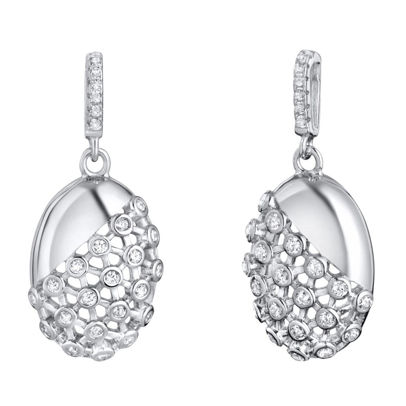 Sterling Silver Simulated Diamonds Weave Dangle Drop Earrings