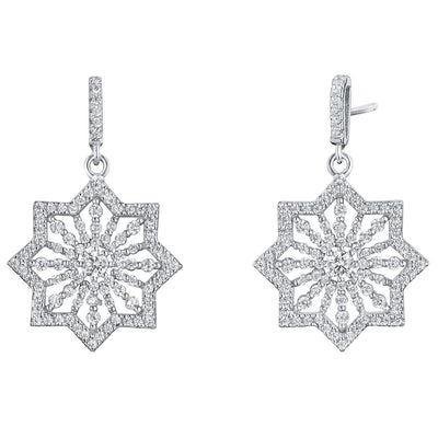 Sterling Silver Simulated Diamonds Astral Dangle Drop Earrings