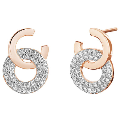 Sterling Silver Simulated Diamonds Eclat Rose Tone Earrings