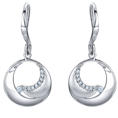 Sterling Silver Inner Circle Drop Earrings for Women