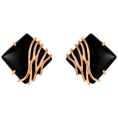 Sterling Silver Black Onyx Waves Earrings for Women