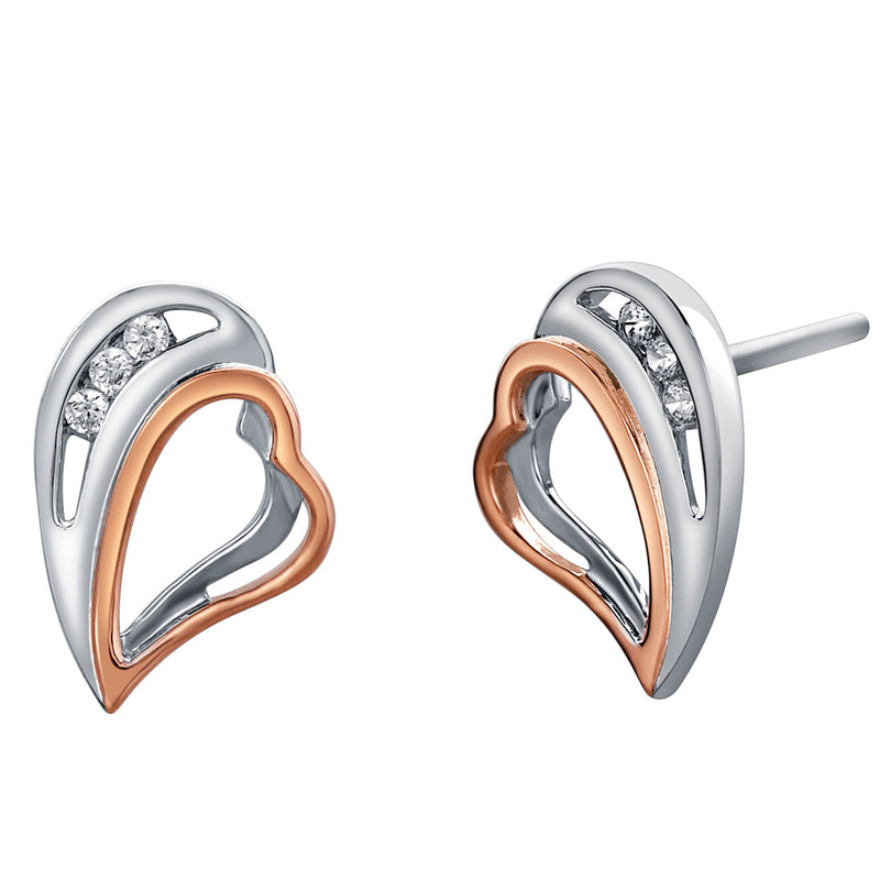 Two-Tone Sterling Silver Hearts Soiree Earrings for Women