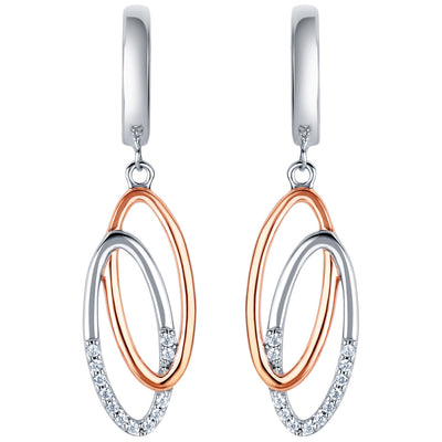 Two-Tone Sterling Silver Eternal Links Drop Earrings for Women