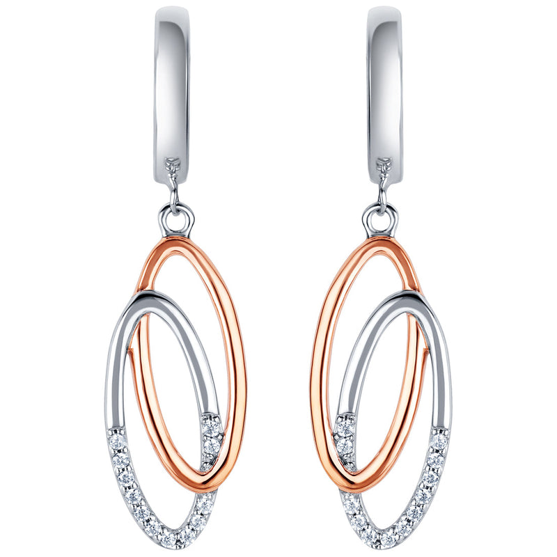 Two-Tone Sterling Silver Eternal Links Drop Earrings for Women