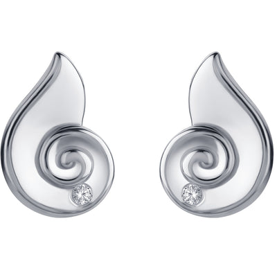 Sterling Silver Spiral Seashell Earrings for Women