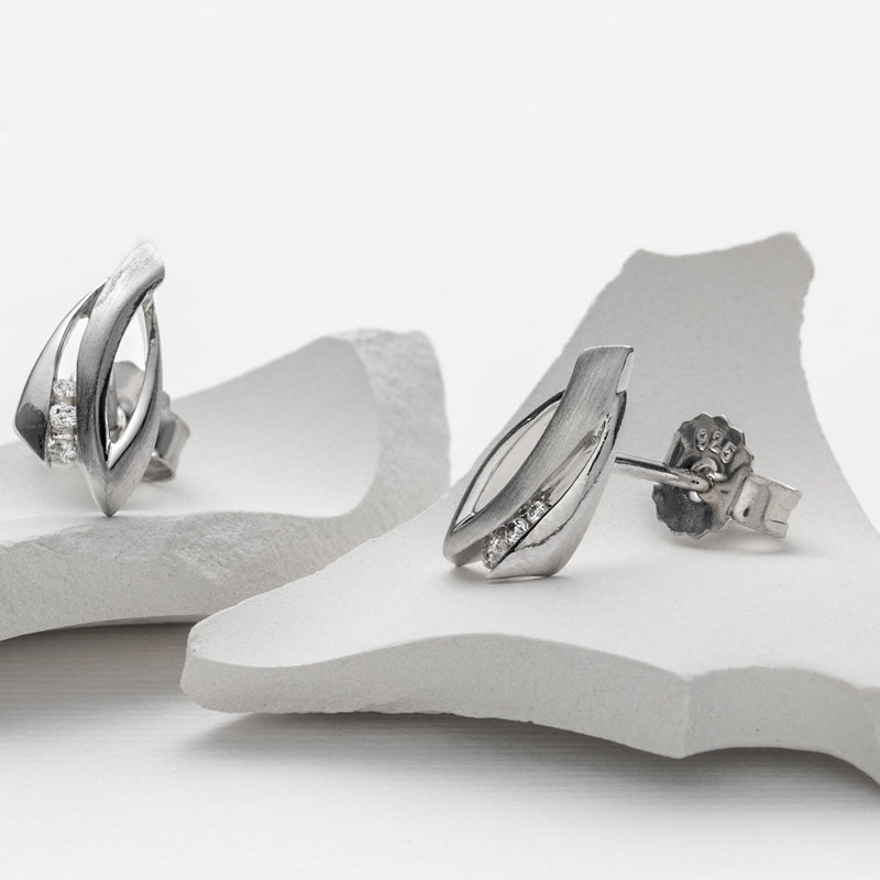 Sterling Silver Abstract Twist Earrings for Women