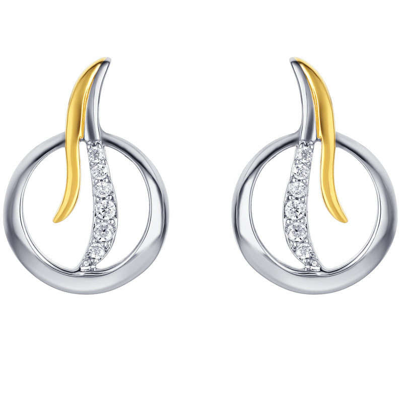 Two-Tone Sterling Silver Open Circle Earrings for Women