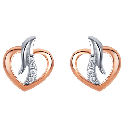 Two-Tone Sterling Silver Open Heart Earrings for Women