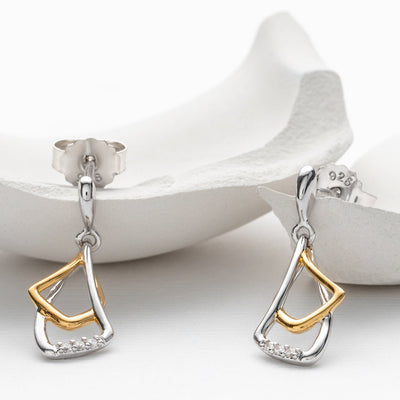 Two-Tone Sterling Silver Waterfall Petals Drop Earrings for Women