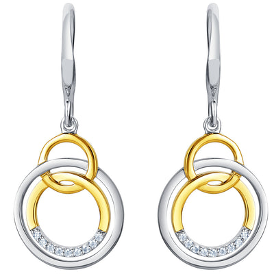 Two-Tone Sterling Silver Eternity Link Drop Earrings for Women