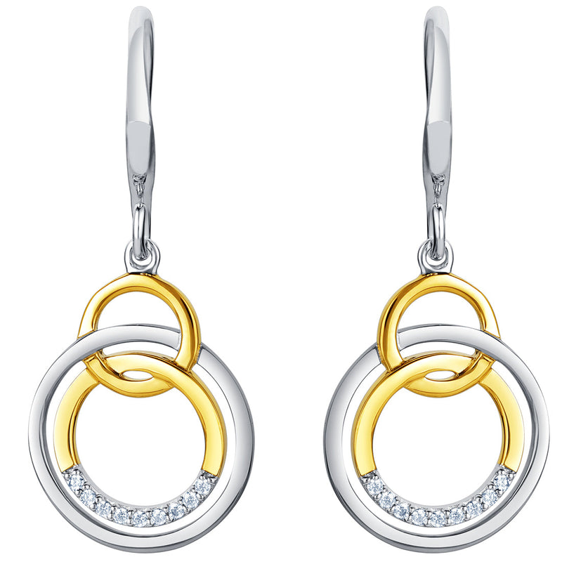 Two-Tone Sterling Silver Eternity Link Drop Earrings for Women