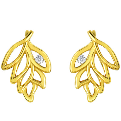 Yellow-Tone Sterling Silver Falling Leaves Earrings for Women