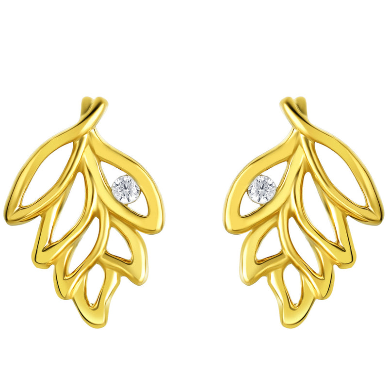 Yellow-Tone Sterling Silver Falling Leaves Earrings for Women