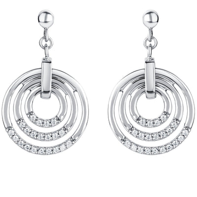 Sterling Silver Three Circle Generation Drop Earrings for Women