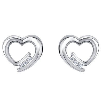 Sterling Silver Tilted Heart Earrings