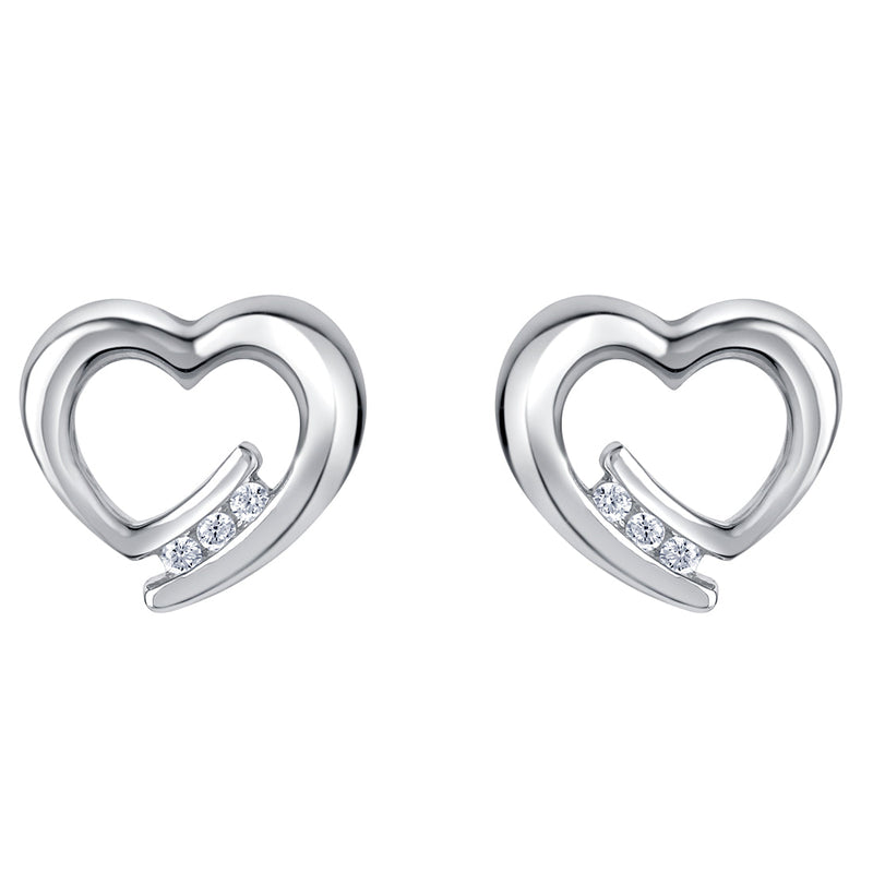 Sterling Silver Tilted Heart Earrings