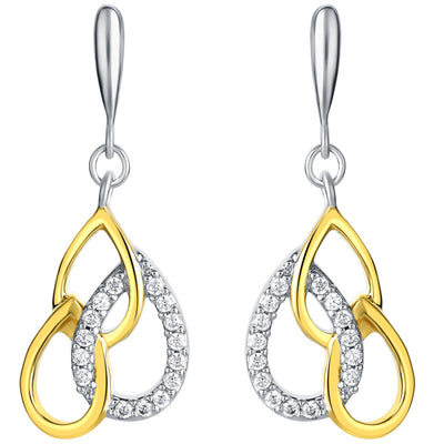 Two-Tone Sterling Silver Tiered Teardrop Earrings for Women