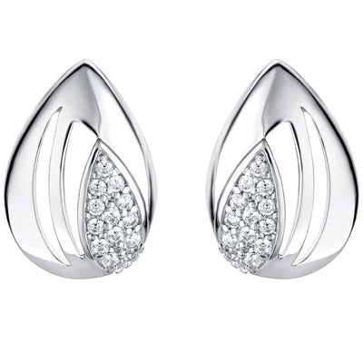 Sterling Silver Sterling Silver Embellished Open Teardrop Earrings for Women