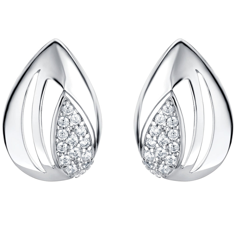 Sterling Silver Sterling Silver Embellished Open Teardrop Earrings for Women