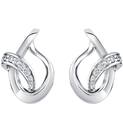 Sterling Silver Ribboned Open Teardrop Earrings for Women