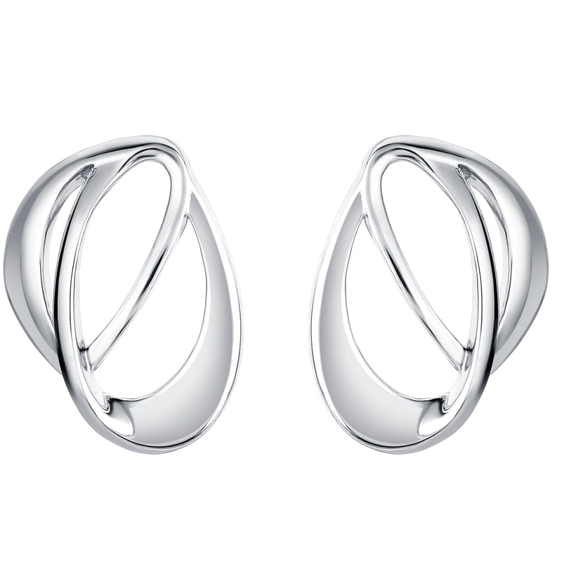 Sterling Silver Interlocking Open Teardrop Earrings for Women