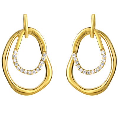 Yellow-Tone Sterling Silver Organic Hoop Earrings for Women