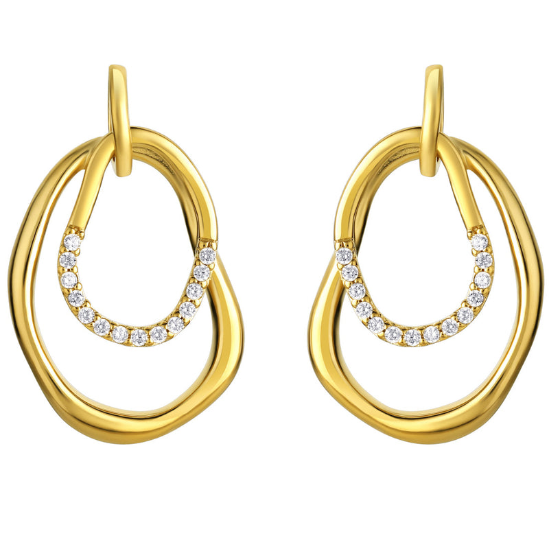 Yellow-Tone Sterling Silver Organic Hoop Earrings for Women