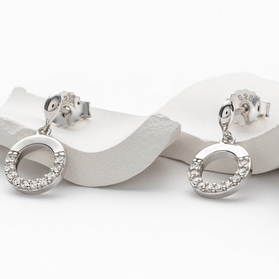 Sterling Silver Swirled Circle Drop Earrings for Women