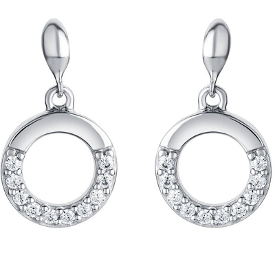 Sterling Silver Swirled Circle Drop Earrings for Women