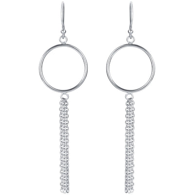 Sterling Silver Tassel Drop Earrings for Women