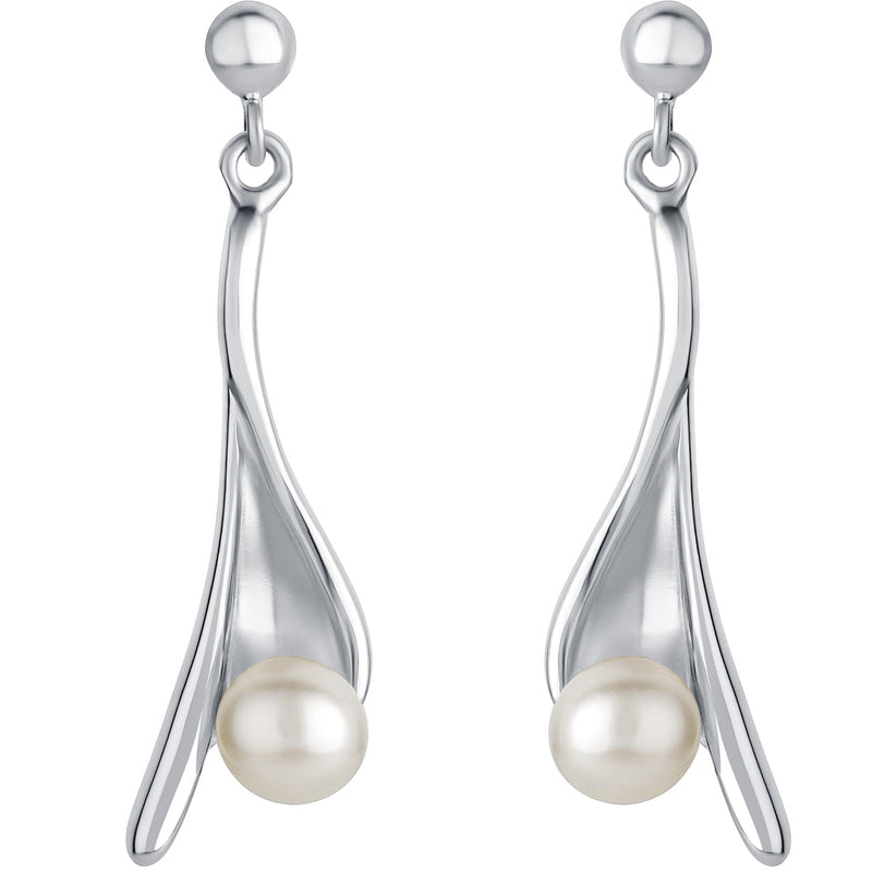 Freshwater Cultured Pearl Infinity Earrings in Sterling Silver