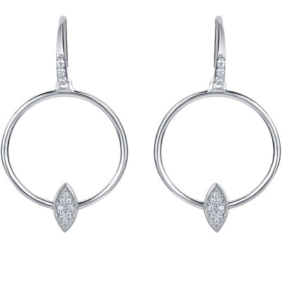 Sterling Silver Floating Marquise Round Earrings for Women