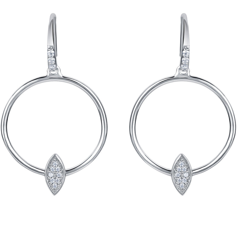 Sterling Silver Floating Marquise Round Earrings for Women