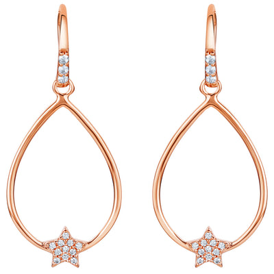 Sterling Silver Floating Star Charm Earrings for Women