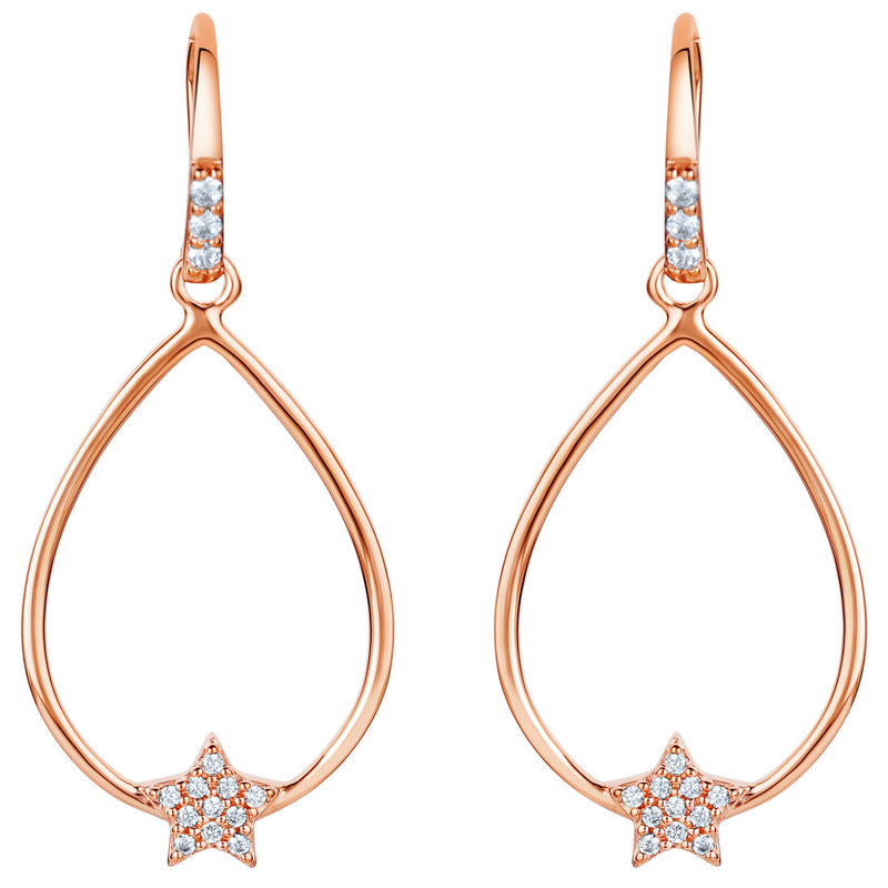 Sterling Silver Floating Star Charm Earrings for Women